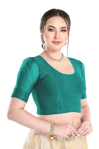 Image of FINESTFIT 100% Cotton Fabric Fashion Readymade Blouses for Women, 100% Cotton Fabric Round Neck with Organza Balloon Sleeves.