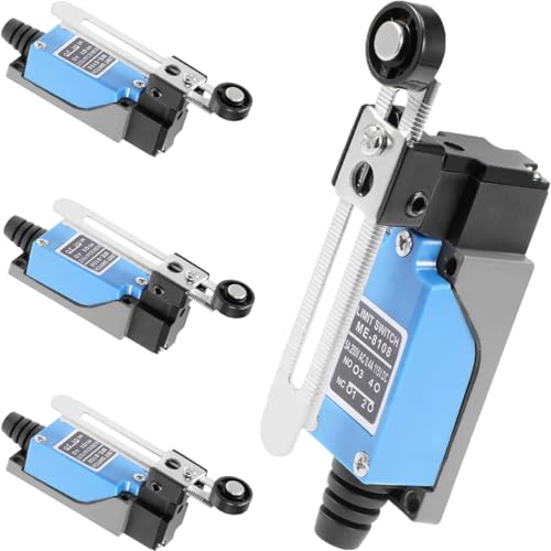 Image of DAOKAI ME-8108 Momentary Limit Switch Adjustable Roller Lever Arm self reset NC-NO Travel Switch Roller Lever for CNC Mill Laser Plasma Router, 4 pcs