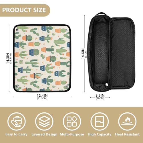 Bolsa de Viaje Gigantic Cacti Mint Cream para Herramientas de Cabello con Mat de Resistencia al Calor Removible para Planchas y Rizos miniatura 4