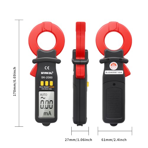 Image of Digital AC Leakage Low Current Clamp Meter 0.01mA Resolution ACA MAX 60A 1999 Counts Auto Range Data Hold Ammeter Clampmeter Amperimetro Amperemetre Professional Micro Current Tester