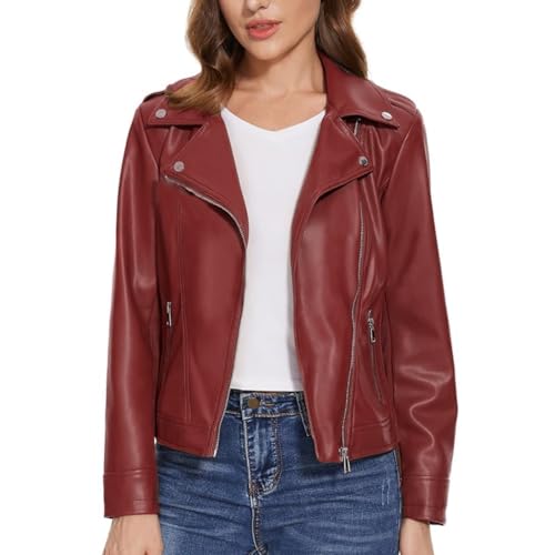 Image of Leather Jacket For Women Biker (Black)
