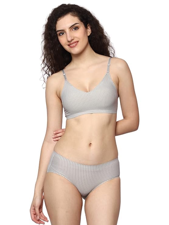 OK INTERPRISES Women’s Padded Seamless Smooth Ice Silk Sports Bra Panty Set (Size 28TO 34_Grey-picture-50