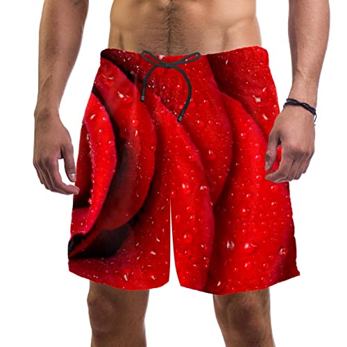 Maillots de bain pour hommes JDEZ rose rouge : short de plage léger