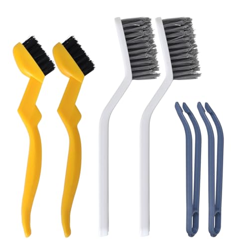 Set of 6 Cepillo de Limpieza Hogar,Cepillo para Juntas de Cerdas Duras,Herramientas de Limpieza para Rendijas para Limpieza Profunda de Pisos de Baldosas, Carriles de Puertas y Ventanas, Baño, Cocina
