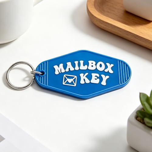 Image of Mailbox Key Keychain Black Mail Key Ring Motel Key Chain