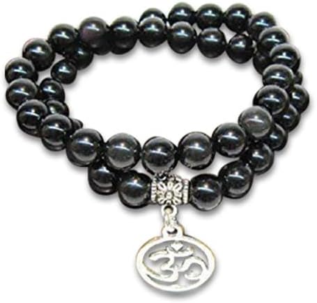 Agesta Black Obsidian Double Wrap Bracelet 8mm Gemstone Bracelet - Grounding & Strength - Choose Your Own Charm - 45 Bead