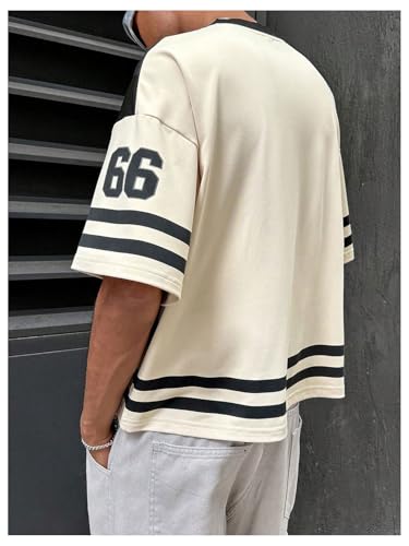 SOLY HUX Men's Jersey Shirts Number Graphic V Neck Drop Shoulder Short Sleeve Loose Streetwear Tee Tops2