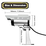 Solar-Powered-Dummy-Security-Camera-Bullet-Fake-Surveillance-System-with-Realistic-Red-Flashing-Lights-and-Warning-Sticker-Indoor-Outdoor-4-Silver