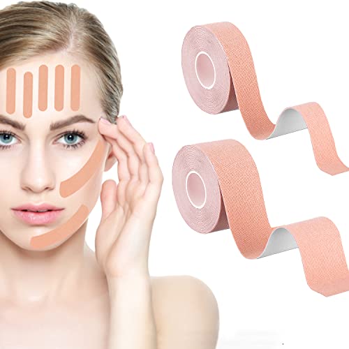 2 rolos de fita facial para elevação miofascial facial, adesivos antirrugas, cintos de tonificação f