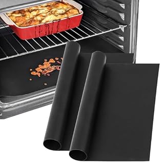 SPARES2GO Revestimiento antiadherente para horno (paquete de 2) – Alfombrilla de teflón universal grande para hornear, protector de fondo de cocina, revestimientos con convección asistida (40 x 50cm)