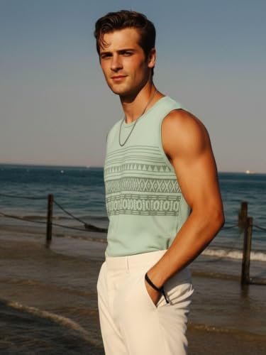 Image of Rigo Stylish Cotton Printed Vest for Men | Round Neck,Regular Fit, Sleeveless T-Shirt Vest for Men | Casual Innerwear Sando for Men & Boys - Perfect for Workouts Gym, Vacations, and Beaches