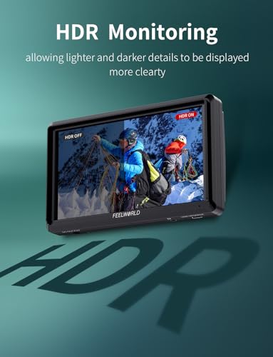 Image of FEELWORLD S55E 5.5 inch DSLR Field Monitor 3D LUT Compact Full HD 1920x1152 IPS Video Assist Peaking Focus with 4K60Hz HDMI 8.4V DC Inputs /Outputs Includes F550 4400mAh Battery,Tilt Arm,Sunshade