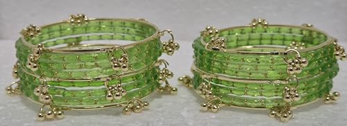 Image of kashmiri ghangharoo glass bangle Set For Women And Girls | Light Weight Bangles | Traditional Transparent Fancy Glass Chudi Set for Wedding, Party (18 Bangles)