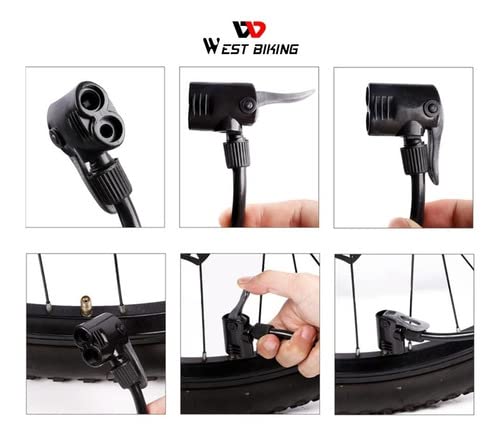 W WEST BIKING Bomba de ar para encher pneu bike moto carro bola barco piscina de pé chão 160 PSI Wes