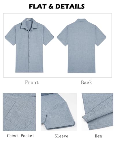 Image of COOFANDY Men's Button Down Shirts Short Sleeve Casual Shirts Summer Beach Linen Shirts with Pocket