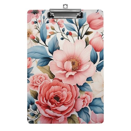 Porte-bloc A4 en acrylique à motif floral pour bureau et organisation au quotidien