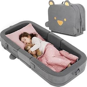 MAMIZO Tragbares faltbares Reisebett Baby, Weiches Kinderbett mit Schaumstoff, Bodenbett mit Taschen und Waschbarer Sofabezug für Baby & Kleinkinder 1-4 Ja, 3KG, babybett für Hause, Reisen,Camping