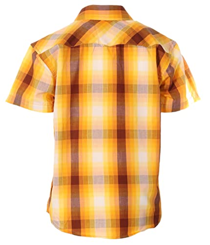 Image of Gioberti Boys Casual Western Plaid Pearl Snap-on Buttons Short Sleeve Shirt
