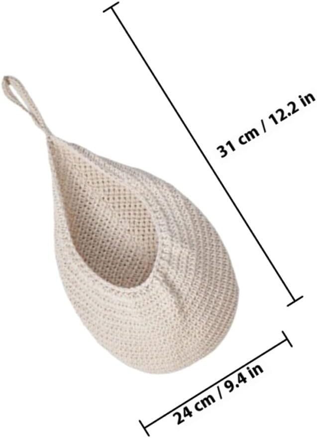 Handwoven Teardrop Hanging Fruit Basket Set of 3, Bohemian Style Woven Storage Organizer, Kitchen Wall-mounted Sundries and Vegetable Holder for Home