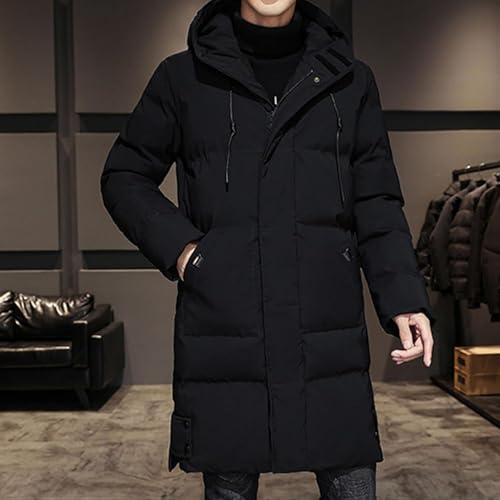 DGHM-JLMY Men's Mid Length Down Jacket Long Hooded Padded Puffer Jacket Full Zip Up Windproof Jacket Winter Coat3