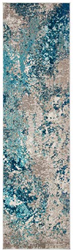Safavieh Boho Rug for Living Room Dining Room, Bedroom - Madison Collection Short Pile, Blue and Grey, 76 x 183 cm - Image 3