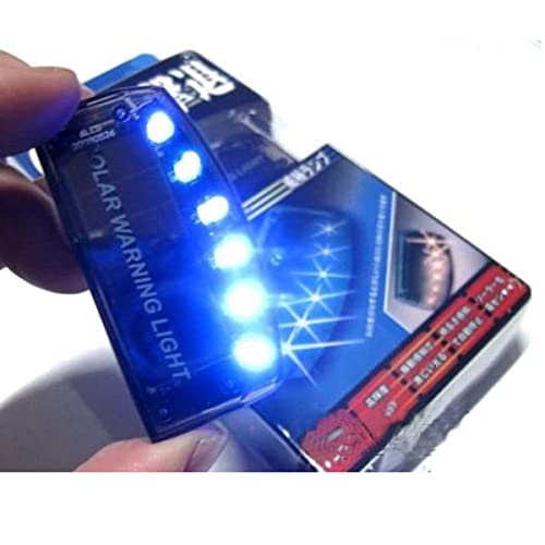 Image of Car Fake Dummy Alarm Led Light Blue 6 LED Warning Light Solar Power Simulated Security Anti-Theft Flashing Light Car Burglar Alarm Light