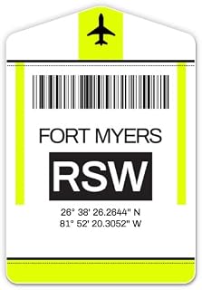 Squiddy Fort Myers Southwest Florida Airport Code RSW Travel Luggage Tag - Vinyl Sticker Decal for Phone, Laptop, Water Bottle (3" high)