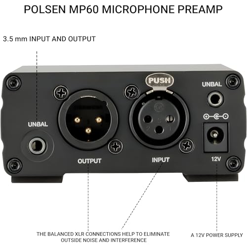 image for POLSEN Microphone Preamp – Compatible with Shure, Dynamic Mics, Pre 