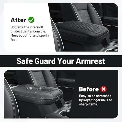 Image of Autorder Center Console Cover for 2019-2026 Chevy Silverado /GMC Sierra Accessories, Tahoe&Suburban&Yukon 2021-2026, Armrest Cover Leather Middle Console Covers Anti-Scratch(Bucket Seat Only)