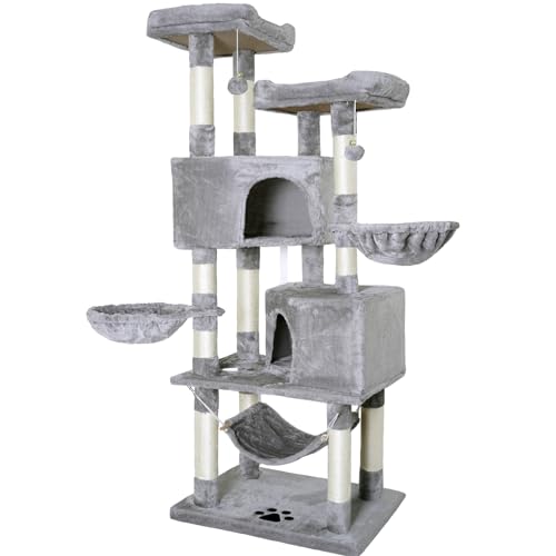 NEGTTE Sturdy Indoor Multi-Level Large Cat Tree