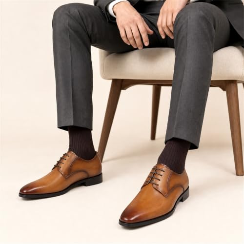Image of GIFENNSE Men's Dress Shoes Oxford Lace-Up Leather Formal