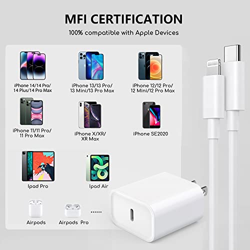 Fast Charger Iphone, Iphone 14 Charger【Apple Mfi Certified】20W Usb C Fast Charging Wall Charger Block With Rapid Typec To Lightning Cable Quick Data Sync Cord For Iphone 14/13/12/Pro/Max/11/Xr/Se 2022 #TOP5