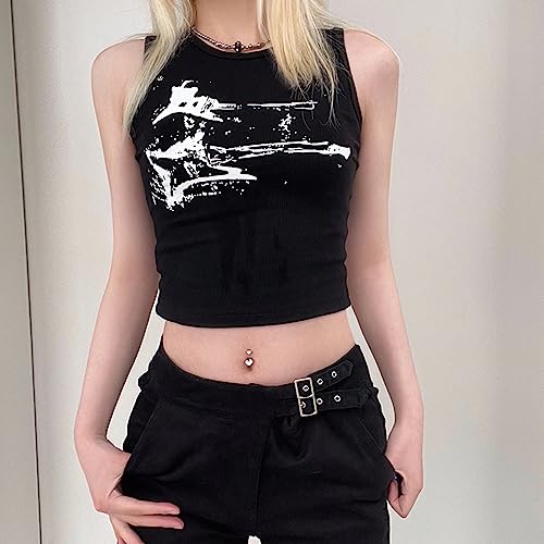 Punk Gothic Camisole Ladies Butterfly Hollow Print Strapless Vest Harajuku Dark Streetwear Sexy Black Vest Girl2