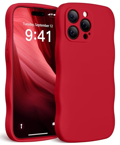 Coque antichoc iPhone 15 Pro Max en silicone rouge avec objectif photo entièrement protégé
