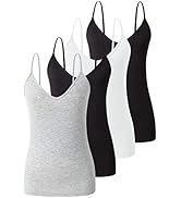 Xelky Womens V Neck Camisole Lightweight Tank Tops Adjustable Spaghetti Strap Undershirts Stretch...