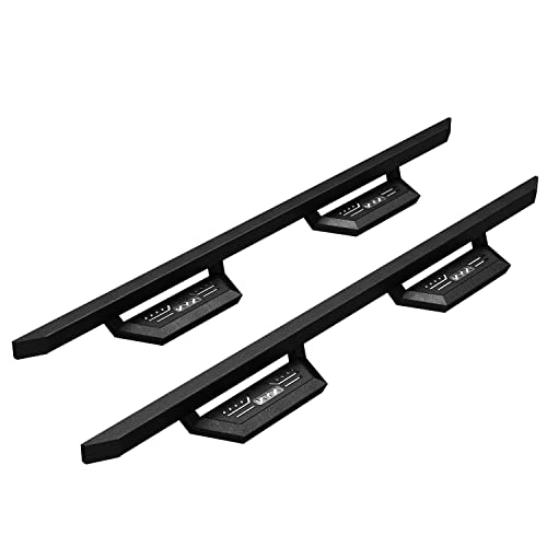 KYX 6 inches Running Boards Side Steps Fit for 2007-2018 Chevy Silverado/GMC Sierra 1500 & 2007-2019 2500HD/3500HD Crew Cab(Nerf Bar Side Bars), Textured Black Powder Coated