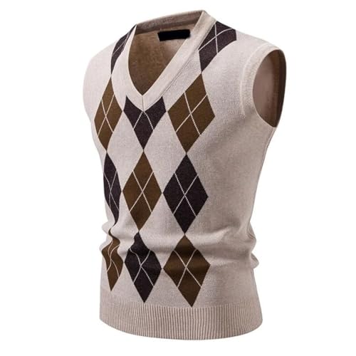 Men's Argyle Vest V Neck Sleeveless Casual Slim Fit Pullover Knitted Sweater Tank Tops4