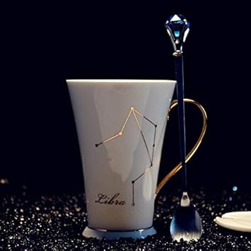 Generic Libra: Creative Constellation Bone Coffee Mug 390Ml Ceramic Tea Cup Porcelain Tea Mug Lover Coffee Cup Valentine&