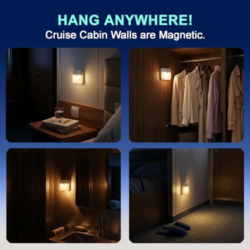 2 Pcs Magetic Night Light Motion Sensor Cruise Ship Approved with USB Cable LED Rechargeable Battery for Indoor Use in Bathroom Hallway Cabin Toilet Bed Stair for Travel Cruise Essentials 2026 by LAIDOLAILA - Used condition - Image 3