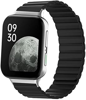 Replacement Wristbands Compatible with Oppo Watch 2 42MM,KangPlus Silicone Strap Magnetic Close Sport Wristband for Women Men Adjustable 5.5-8.1 inch for Oppo Watch 2 42MM - Black