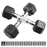 Aimyoo Hex Rubber Dumbbell for Full Body, Home Fitness, Weight Loss, Heavy Dumbbells Choose Weight 5lb, 2PCS