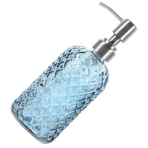 SHINEOFI Botella Dispensadora de Jabón Líquido de Vidrio 350 Ml con Bomba 304 Acero Inoxidable Dispensador de Loción y Champú para Baño y Cocina Recargable y Antigoteo