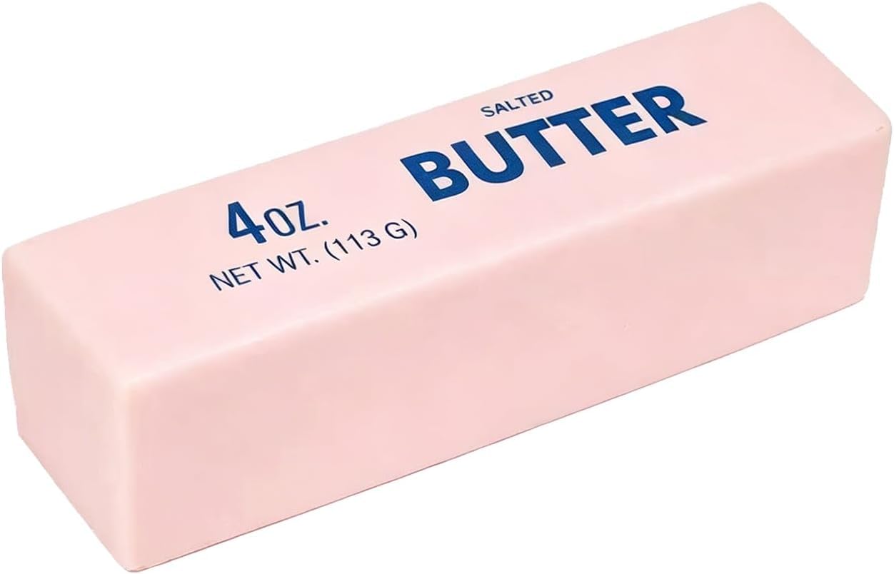 Butter Squishy | Cheese Squishy | Salted Butter Design Stress Relief Squishies for Desk | 4oz Replica Sensory Fidget for Adults | Funny-Themed Office Decor (Pink B)