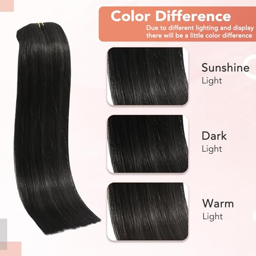 WindTouch Black Hair Extensions for Women Real Human Hair, 22 Inch 115g 7pcs Natural Black Clip in Hair Extensions, Natural Straight Remy Human Hair Clip ins for Women Black Hair Extensions by WindTouch - Image 3