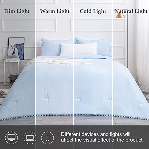 King Size Boho Bedding Comforter Set - Ultra Soft Down Alternative Bedding Sets With Comforter - Lightweight All Season Blue Bed Set With 2 Pillowcases #TOP6