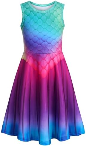 Funnycokid Girls Dress Kids Outfits Clothes Summer Sundress 4-13 Years
