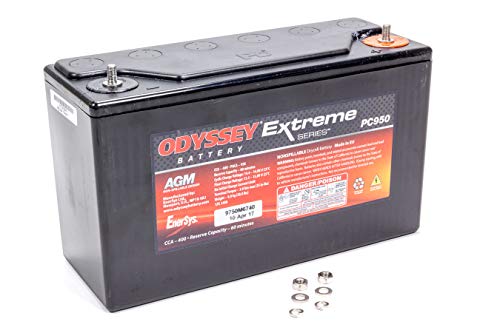 Odyssey Battery Extreme Series, AGM, 12V, 500 Cranking Amp, 3/8 Stud Terminals, 9.80 in L x 3.8 in H x 6.1 in W, Each