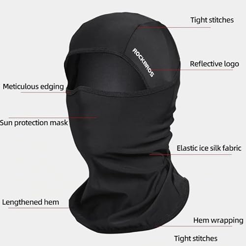 Touca Balaclava 6 em 1 Respirável Proteção UV Solar e Frio para Ciclismo ou Moto