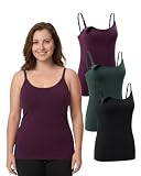 Under Control Nursing Cami Tank Tops for Breastfeeding Women Nursing Tops Maternity Shirts, Camisoles with Built in Bra 3Pack (US, Alpha, Regular, Regular, Large/Burgendy/Green)