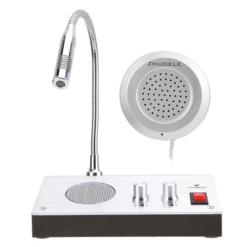 窓口インターホン 双方向マイクスピーカー、オートミュート機能、音声録音機能、銀行・証券・病院用、卓上マイク、DC12V、3W、110V